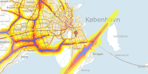 Trafikstøjkort på Solskiftevej 6, 2300 København S