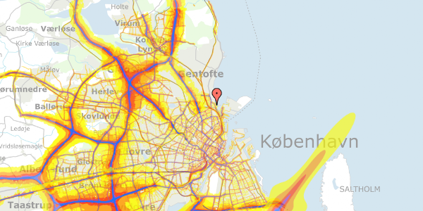 Trafikstøjkort på Solvænget 4, 1. tv, 2100 København Ø