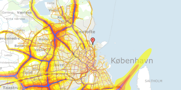 Trafikstøjkort på Solvænget 9, 2100 København Ø