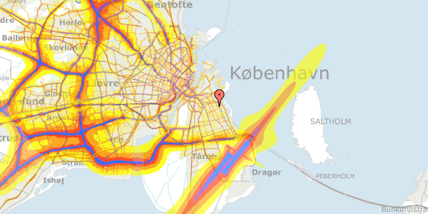 Trafikstøjkort på Sorrentovej 14, 2. th, 2300 København S