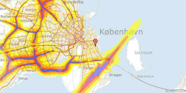 Trafikstøjkort på Sorrentovej 15, 1. th, 2300 København S