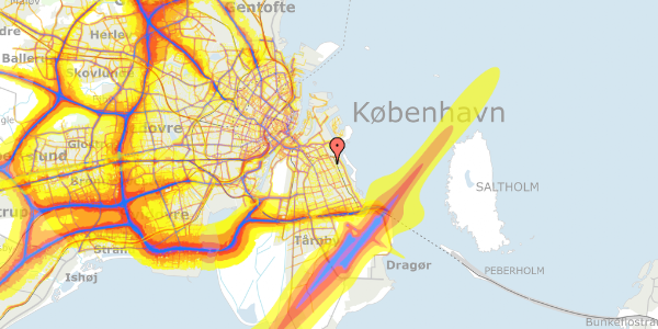 Trafikstøjkort på Sorrentovej 15, 1. tv, 2300 København S