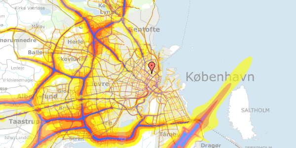 Trafikstøjkort på Sortedam Dossering 41A, 1. th, 2200 København N