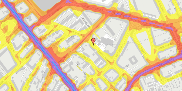 Trafikstøjkort på Spaniensgade 6, 1. th, 2300 København S