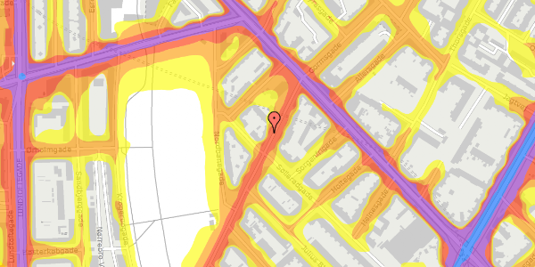 Trafikstøjkort på Stefansgade 10, 1. th, 2200 København N