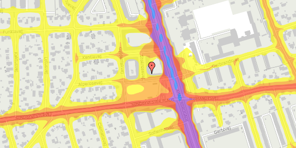 Trafikstøjkort på Stokrosevej 7, st. th, 2300 København S