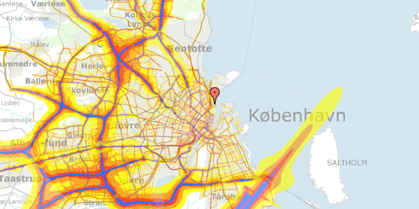 Trafikstøjkort på Strandboulevarden 1, kl. , 2100 København Ø