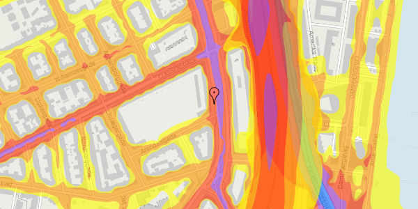 Trafikstøjkort på Strandboulevarden 5, kl. 1, 2100 København Ø