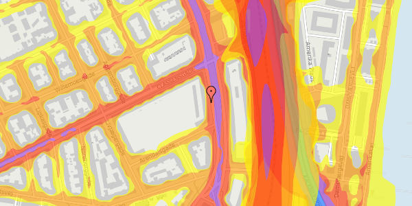 Trafikstøjkort på Strandboulevarden 7, 1. th, 2100 København Ø