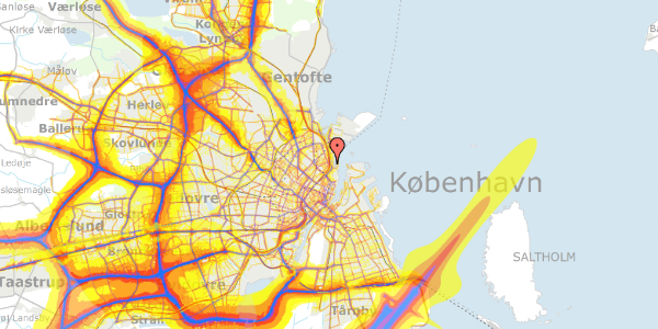 Trafikstøjkort på Strandboulevarden 8, 1. 1, 2100 København Ø