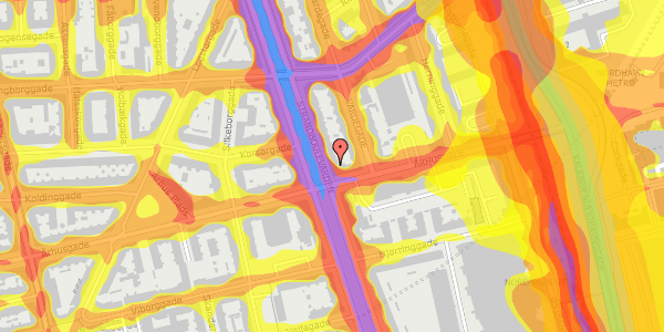 Trafikstøjkort på Strandboulevarden 98, 4. th, 2100 København Ø