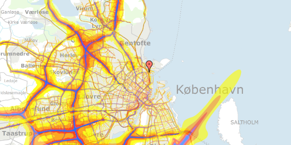 Trafikstøjkort på Strandboulevarden 121, 3. tv, 2100 København Ø