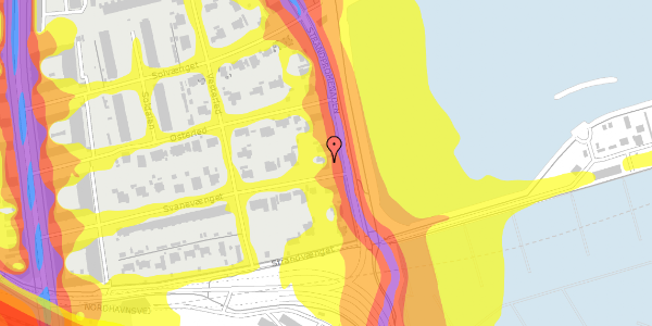 Trafikstøjkort på Strandpromenaden 17, 2100 København Ø