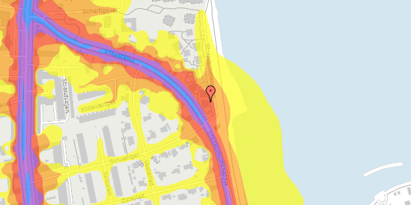 Trafikstøjkort på Strandpromenaden 35, 2100 København Ø