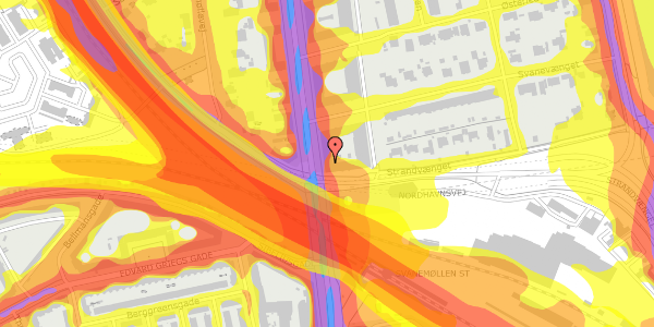 Trafikstøjkort på Strandvejen 8, 2. th, 2100 København Ø