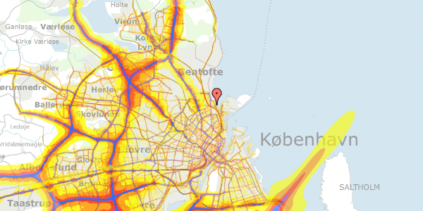 Trafikstøjkort på Strandvænget 3, kl. 66, 2100 København Ø