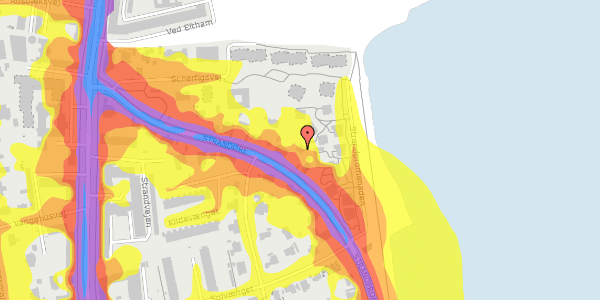 Trafikstøjkort på Strandøre 17, 2100 København Ø