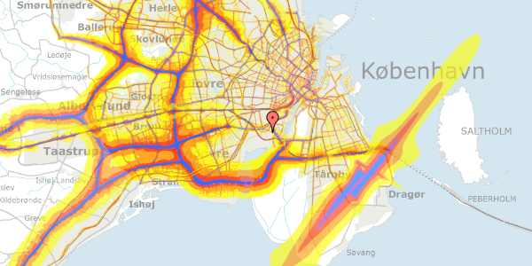 Trafikstøjkort på Straussvej 1, 1. th, 2450 København SV