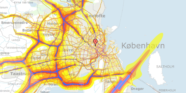 Trafikstøjkort på Struenseegade 3, 3. th, 2200 København N