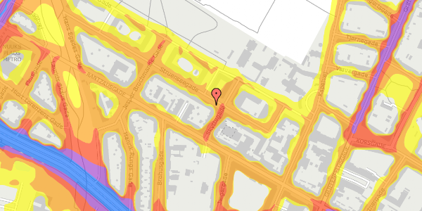 Trafikstøjkort på Struenseegade 17, st. tv, 2200 København N