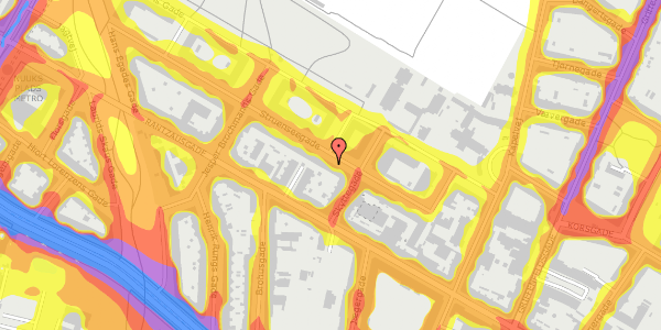 Trafikstøjkort på Struenseegade 19, 4. th, 2200 København N