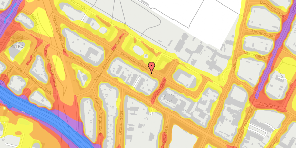 Trafikstøjkort på Struenseegade 21, 4. th, 2200 København N