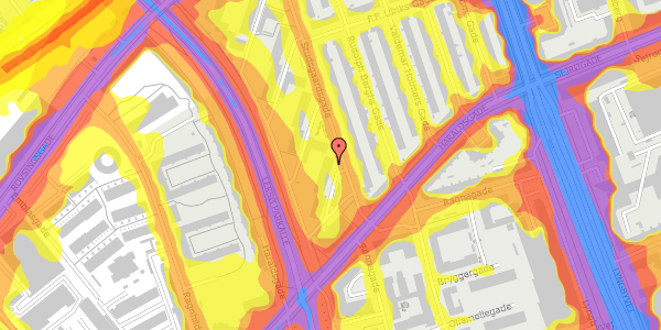 Trafikstøjkort på Studsgaardsgade 3, st. 2, 2100 København Ø