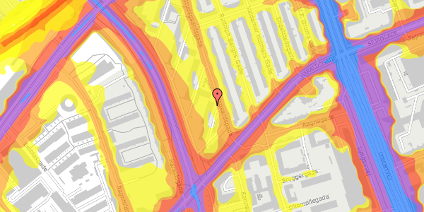 Trafikstøjkort på Studsgaardsgade 3, 1. th, 2100 København Ø