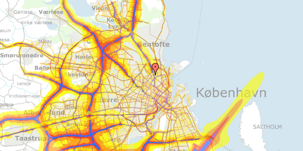 Trafikstøjkort på Studsgaardsgade 5, 4. th, 2100 København Ø