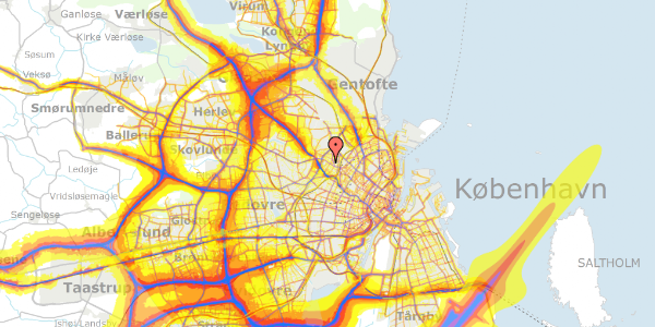 Trafikstøjkort på Stærevej 18, 1. th, 2400 København NV