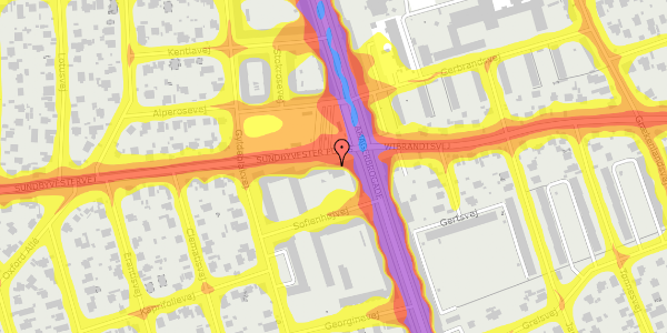 Trafikstøjkort på Sundbyvester Plads 3, 1. th, 2300 København S