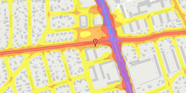 Trafikstøjkort på Sundbyvester Plads 11, 3. th, 2300 København S