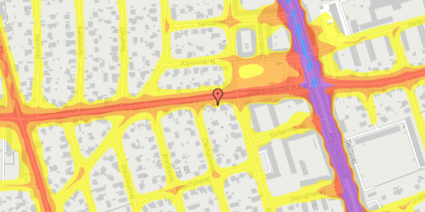 Trafikstøjkort på Sundbyvestervej 21, 2300 København S