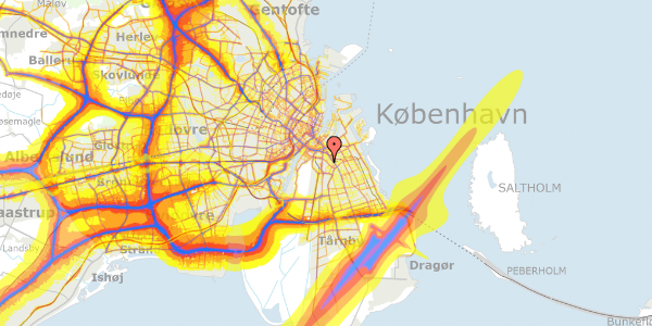 Trafikstøjkort på Sundholmsvej 10B, 3. 307, 2300 København S