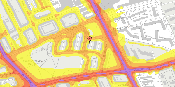 Trafikstøjkort på Sundparken 20, 2. th, 2300 København S