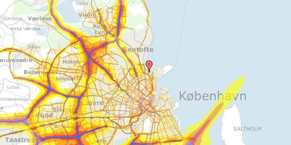 Trafikstøjkort på Svanevænget 4, kl. 81, 2100 København Ø