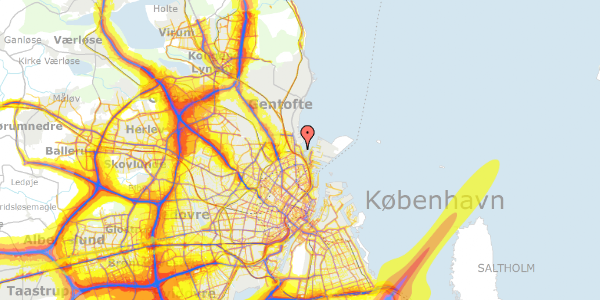 Trafikstøjkort på Svanevænget 21, 2100 København Ø