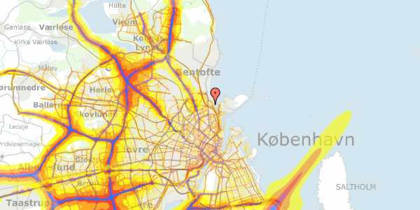 Trafikstøjkort på Svanevænget 22, 2100 København Ø