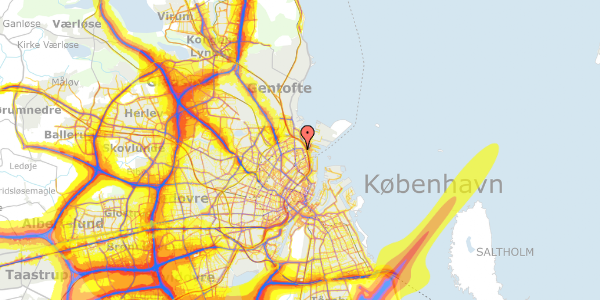 Trafikstøjkort på Svendborggade 1, 1. 10, 2100 København Ø