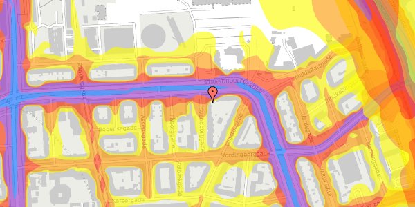 Trafikstøjkort på Svendborggade 16, 2. th, 2100 København Ø