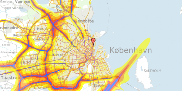 Trafikstøjkort på Sønderborggade 3, 1. , 2100 København Ø