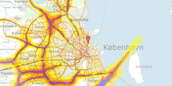 Trafikstøjkort på Sønderborggade 4, 1. th, 2100 København Ø