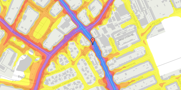 Trafikstøjkort på Søren Norbys Allé 2, 3. th, 2300 København S