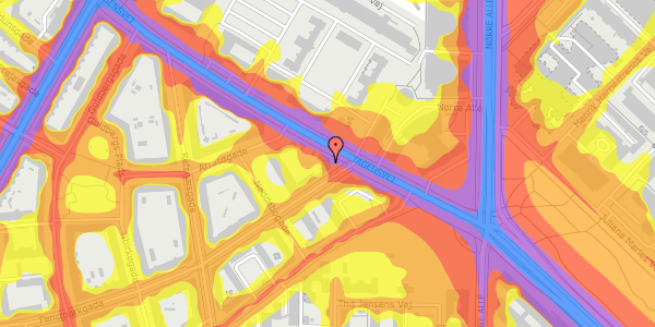 Trafikstøjkort på Tagensvej 15, 1. 105, 2200 København N