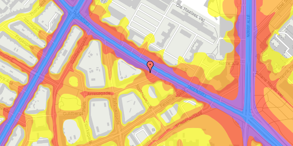 Trafikstøjkort på Tagensvej 17, st. th, 2200 København N