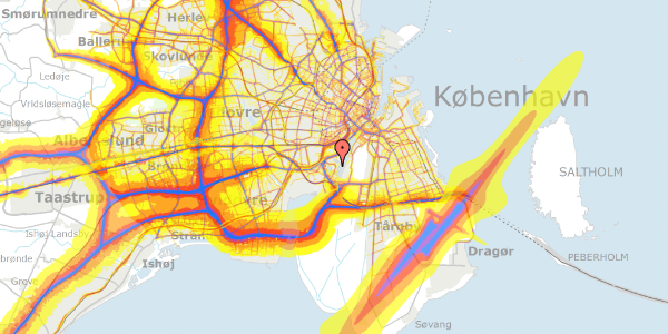 Trafikstøjkort på Teglholm Allé 9A, 2. th, 2450 København SV