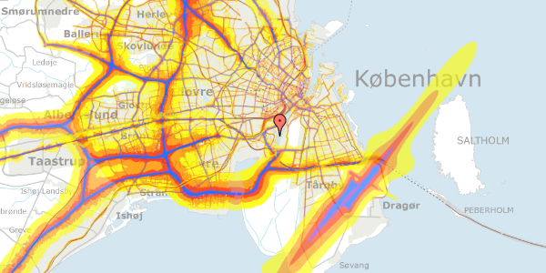 Trafikstøjkort på Teglholm Allé 9A, 2. tv, 2450 København SV