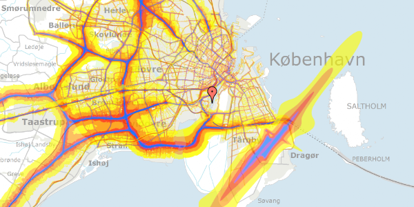 Trafikstøjkort på Teglholm Allé 9F, 2. th, 2450 København SV