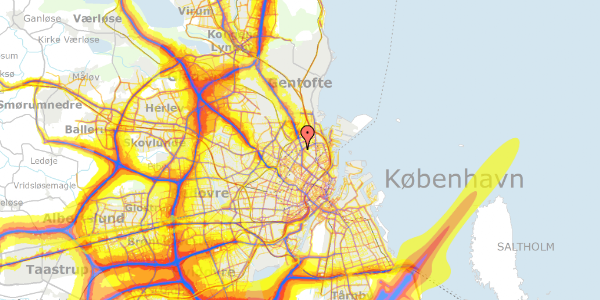 Trafikstøjkort på Teglværksgade 3, 1. tv, 2100 København Ø