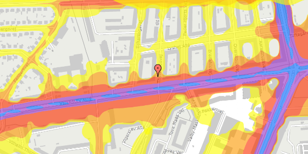 Trafikstøjkort på Thyregodsvej 1, st. th, 2500 Valby